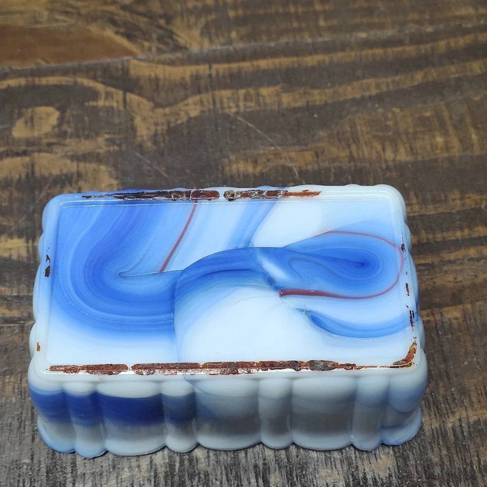 Vintage Akro Agate Bowl Made in the USA marble ruffled edge